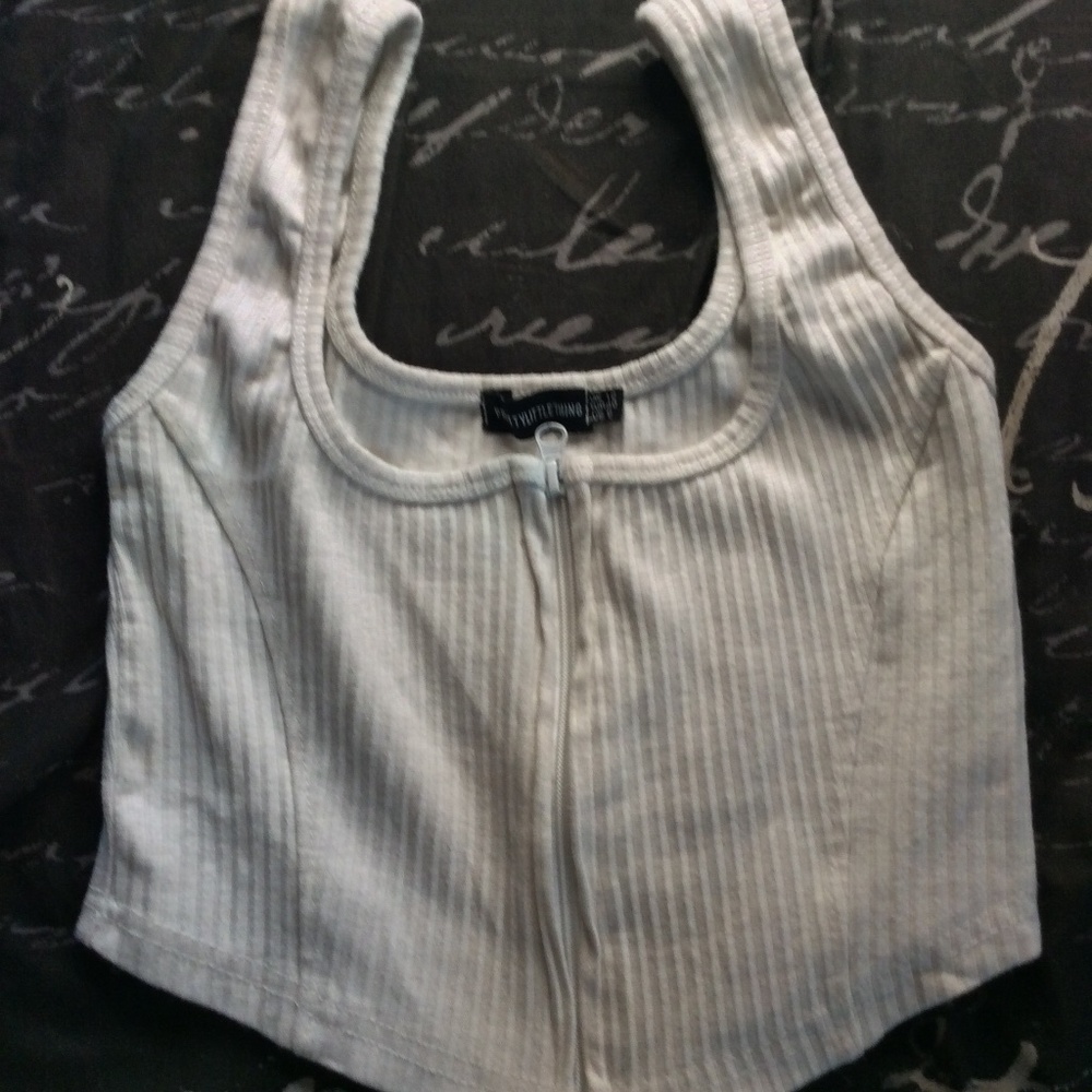 White Zip-up Crop Top